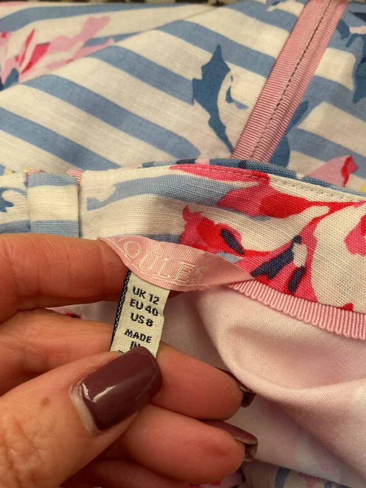  Joules Y Elayna Cotton/Linen Shift Dress Size 12 - Image 4 of 4