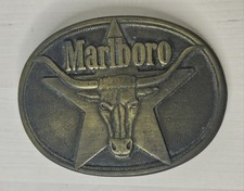 Marlboro Belt Buckle Vintage 1987 Longhorn Bull Brass Philip Morris Inc Cattle