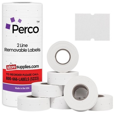 Perco 2 Line Removable Adhesive Labels  6,000 Blank Price and Date Gun Labels...