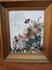 Mixed Media Jewelry Collage  Flowers By The Creek