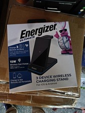 Energizer 3-in-1 15W Qi Wireless Fast Charger Stand with RGB for iPhone AirPods