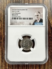 2021-D Roosevelt Dime 10c NGC MS67 FT Early Releases 14-Coin UNC Set Label