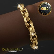 Luxury Gold Belcher Bracelet Heavy Chucky Chain 18ct Plated Women Gift NEW UK