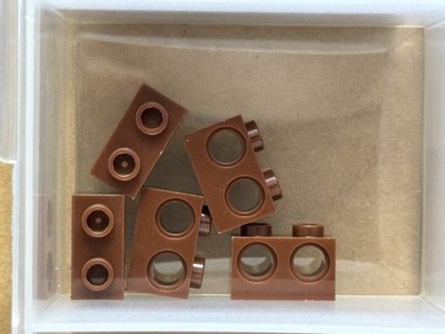 LEGO Parts - Reddish Brown Technic, Brick 1 x 2 with Holes - No 32000 - QTY 5