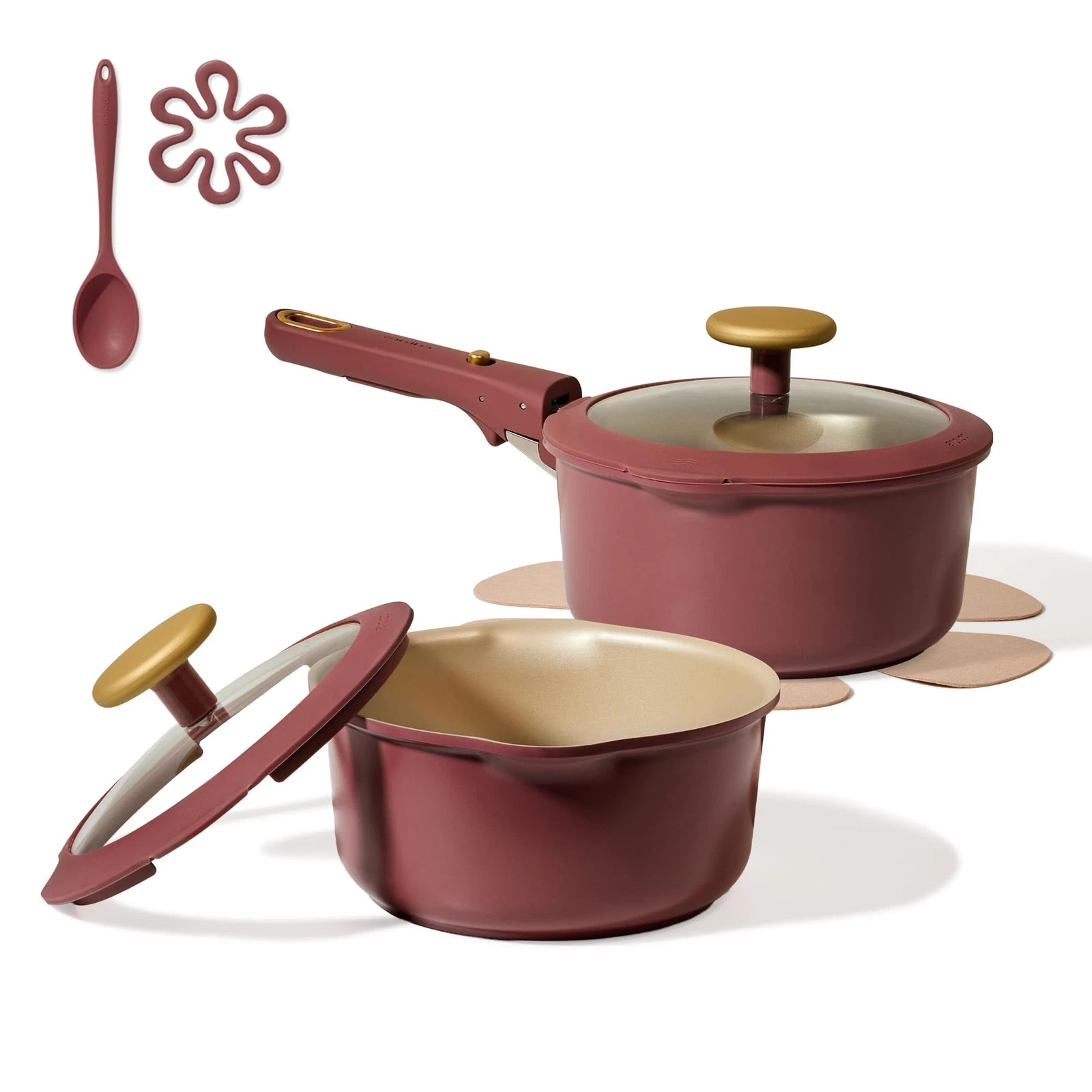 2.0Qt & 3.0Qt Titanium Nonstick Reinforced Sauce Pan Sets with Lid, Non-Stick...