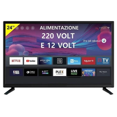 Sinudyne Smart Tv Led 24" Pollici 12V Hd Dvb-T2/S2 Hdmi Scart Hotel Camper Barca
