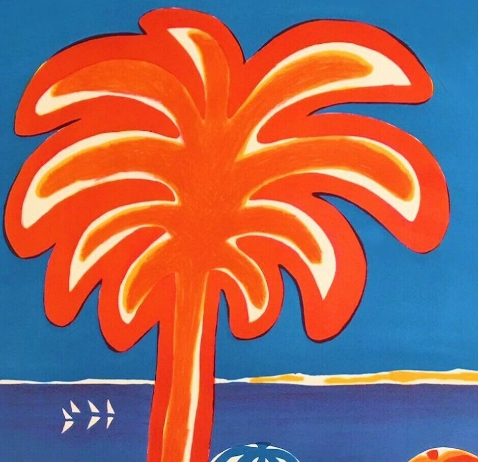 Impresión de póster retro de arte moderno de mediados de siglo de la Riviera francesa años 90 Foto 2 de 4