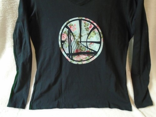 Golden State Warriors Long Slve TShirt Women's XL Black/wBridge&Flowers Graphics - Picture 5 of 11