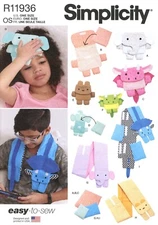 Simplicity R11936 Cold/Warm Packs - Elephant, Bear & Dragon UNCUT Pattern S9811