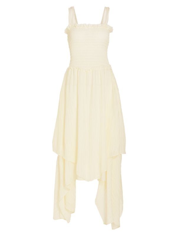asymmetrical smocked bodice midi dress Asymmetrical One Shoulder Smocked Waist Midi Dress  Simple ACK Collection  The Place For Everything!