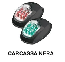 LUCE DI VIA VERDE + ROSSA A LED CARCASSA NERA 12V - NAUTICA BARCA GOMMONE