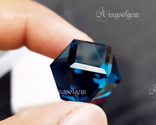 50 Ct Cube Shape Deep Blue Topaz Loose Gemstone For Pendent