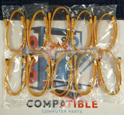10 Pack Orange 18'' (50cm) SATAIII SATA3 6Gb/s Cable w/Locking Latches OEM NEW!