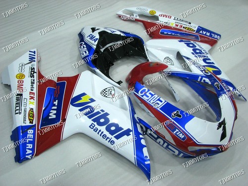 For 2007-2011 Ducati 1098/848 White Blue ABS Injection Mold Bodywork Fairing Kit - Picture 1 of 9