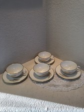 Lot of 4 Lenox China Wheat Cups And Saucer R 442 Pattern Gold Trim. Used