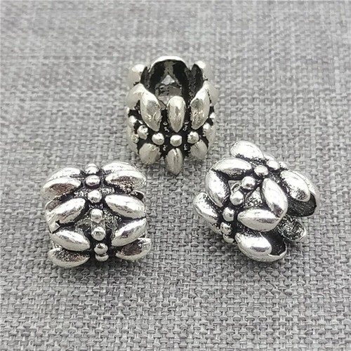 3pcs of 925 Sterling Silver Flower Large Hole Beads for Bracelet 6mm 8mm - Picture 1 of 4