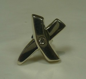 TIFFANY & CO PALOMA PICASSO SINGLE EARRING X "KISS" 925 STERLING SILVER DIAMOND