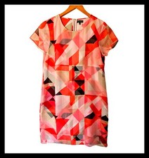 VINCE Camuto Dress Womens 8 Chiffon Above Knee Geometric Allover Print Shift