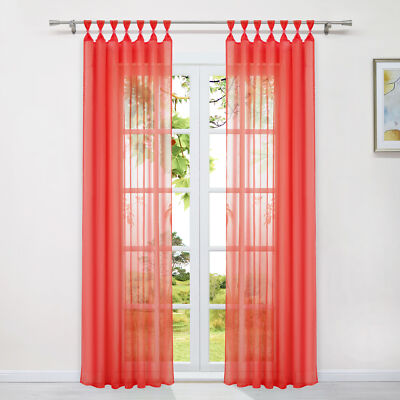 Voile Gardine Stores mit Schlaufen Landhaus Einfarbig Vorhang Modern Transparent