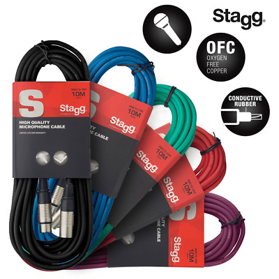 Stagg 10m XLR Stecker auf Buchse Mikrofon Audiokabel Leitung farbig