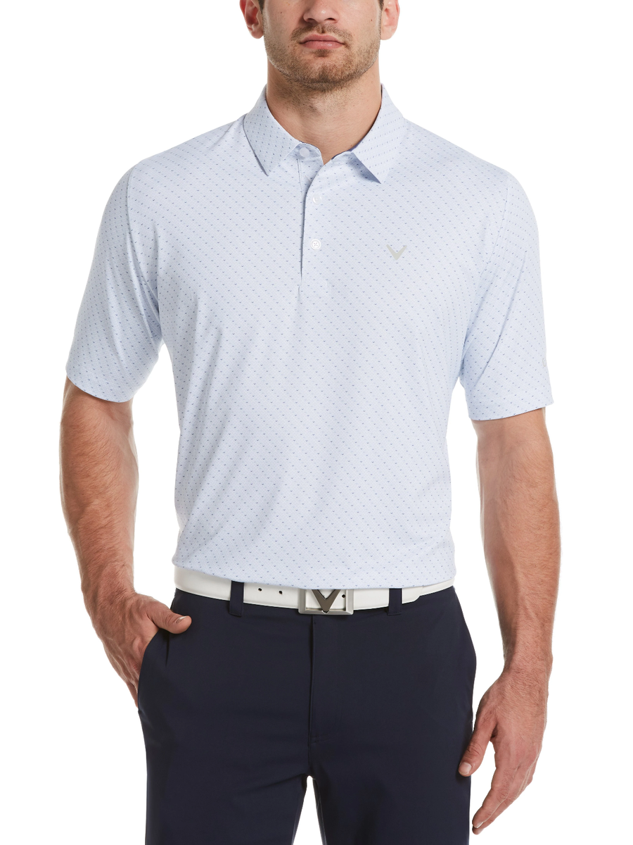 Callaway Men's Swing Tech Chev Print Polo with Chev,Bright White