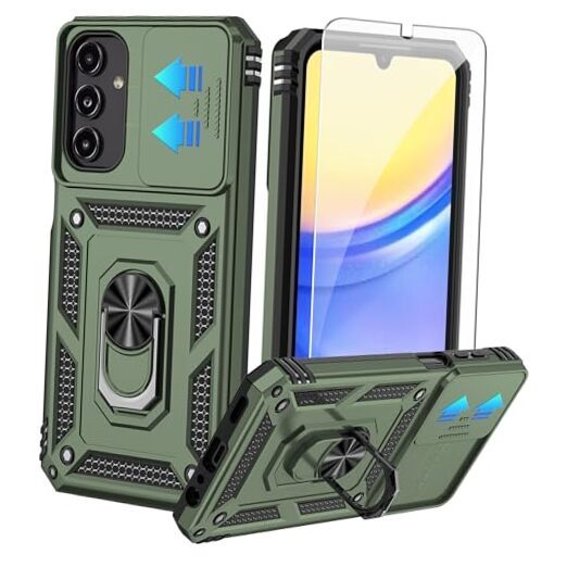 Samsung Galaxy A15 5G Case with HD Screen Protector in Olive Green