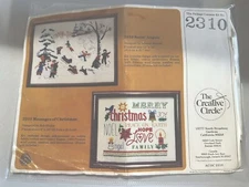 NIP Vtg 1985 Creative Circle Crewel Kit Snow Angels sleds snowman winter scene