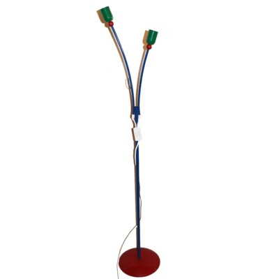 Vintage ESTO Blue Red and Green Metal Double Floor Lamp 140cm