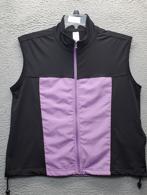Curves Vest Womens Large Multi Windbreaker Sleeveless Stand Up Collar Zip Up
