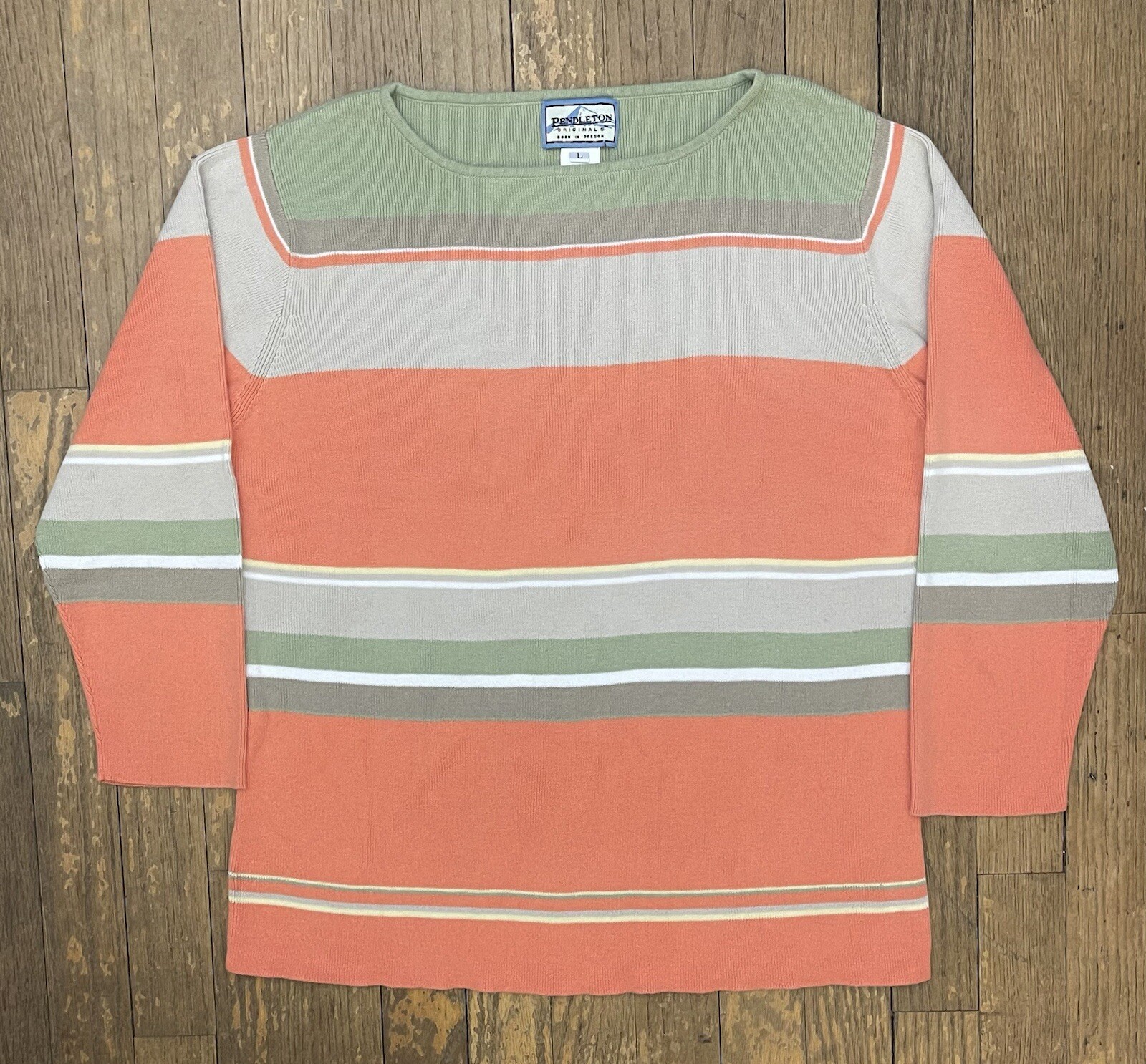 Pendleton Lightweight Sweater Striped Multi Color… - image 1