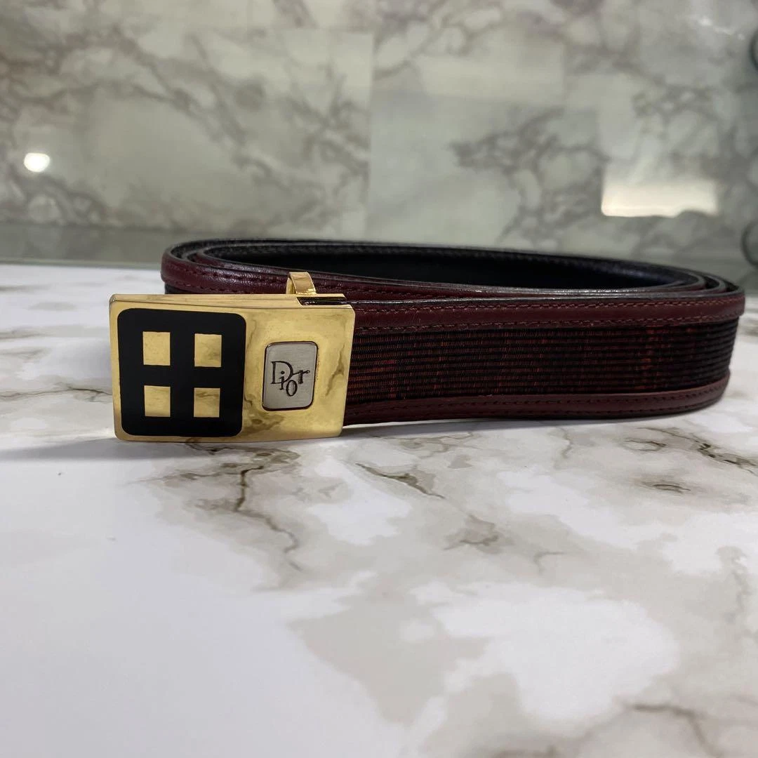 Ceinture homme Christian Dior vin rouge accessoire authentique