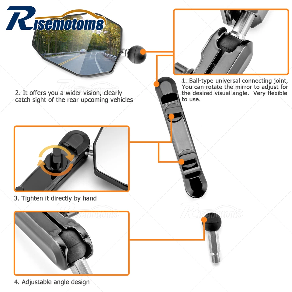 6” RAM Arms Off-Road Side Mirrors For Kawasaki KLR650 KLX250 KLX110 KX450F KX250 - Imagem 3 de 4