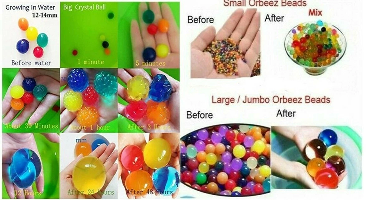 30 /50/100/300/500 ORBEEZ JUMBO SOIL WATER BEADS VASE MAGIC BALLS DECOR  GIFT UK