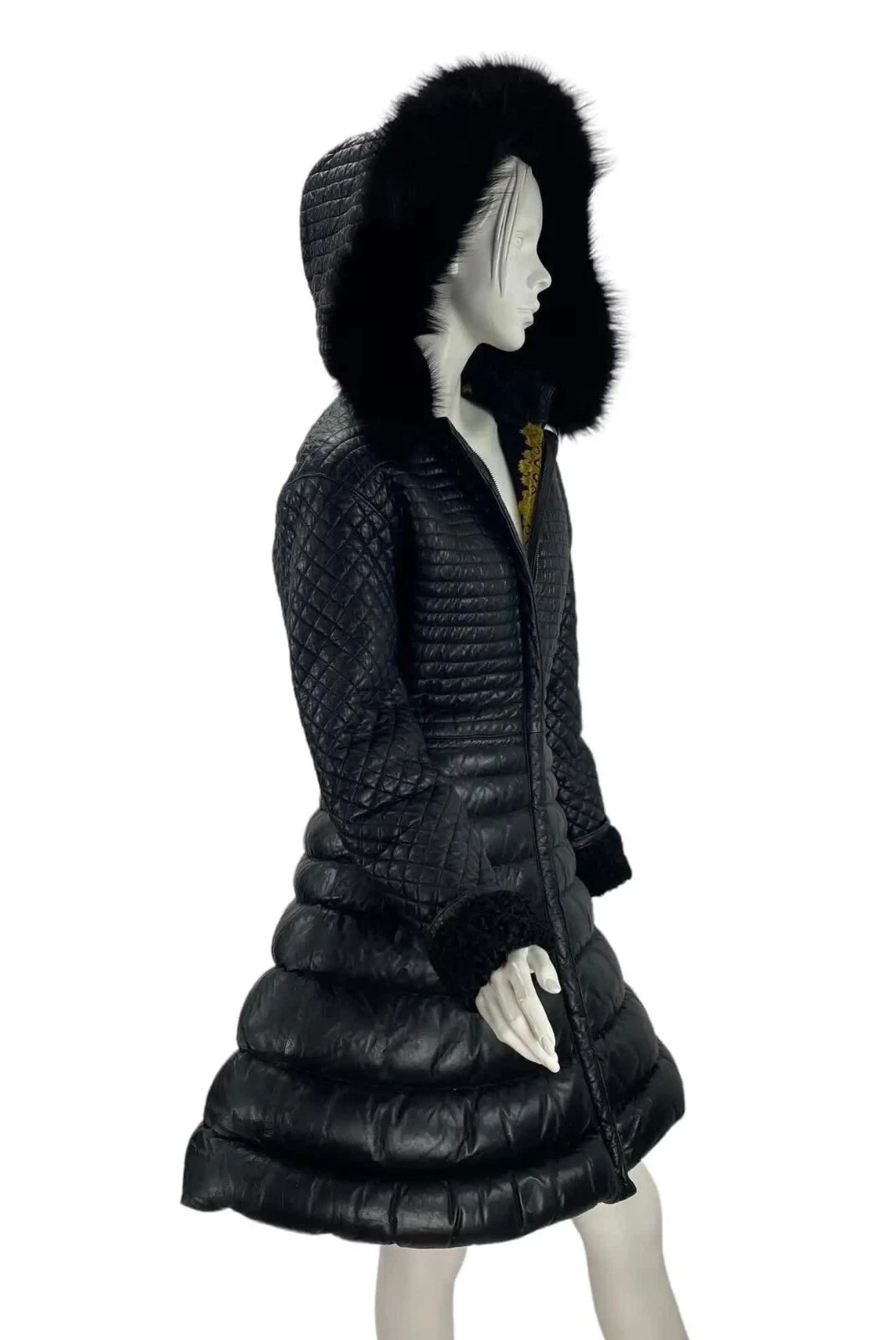 A I 1992 raro piumino vintage Gianni Versace pelle bondage pelle nero