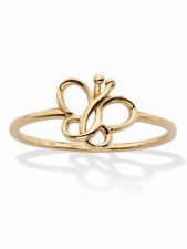 Solid 10k Yellow Gold Hollow Butterfly Design Plain Simple Women's Ring