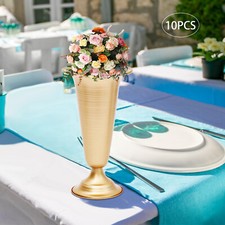 10 X Trumpet Vases Gold Iron Desktop Mount Wedding Party Centerpiece Vase 25cm