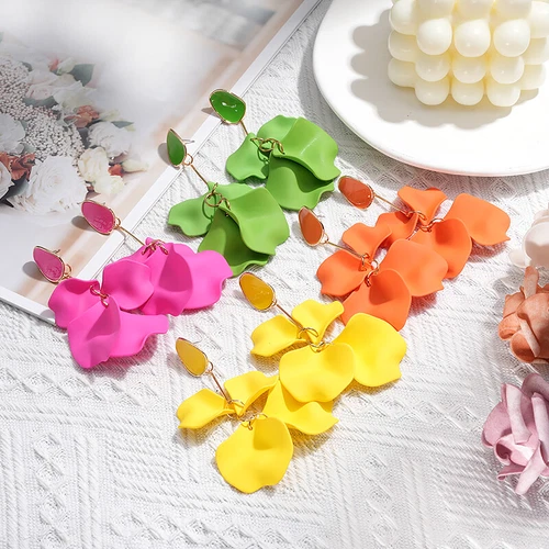 Moda Mujeres Pétalos de Rosa Borla Pendientes Joyería Pendientes Colgantes Largos Nuevos - Imagen 6 de 29