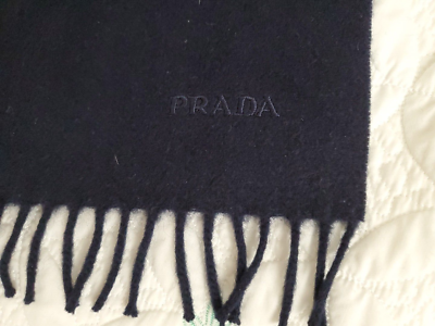 Prada Unisex Wool Cashmere Logo Scarf Muffler 100% Authentic, Same