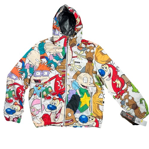 Nickelodeon Jacket Mens M Cartoon Windbreaker Ren Stimpy Rugrats 90s TV Arnold - Picture 10 of 10