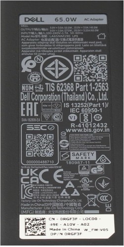 Original DELL LA65NM190 Alimentation USB-C 20V 3,25A 65 watts chargeur power supply - Photo 3/5