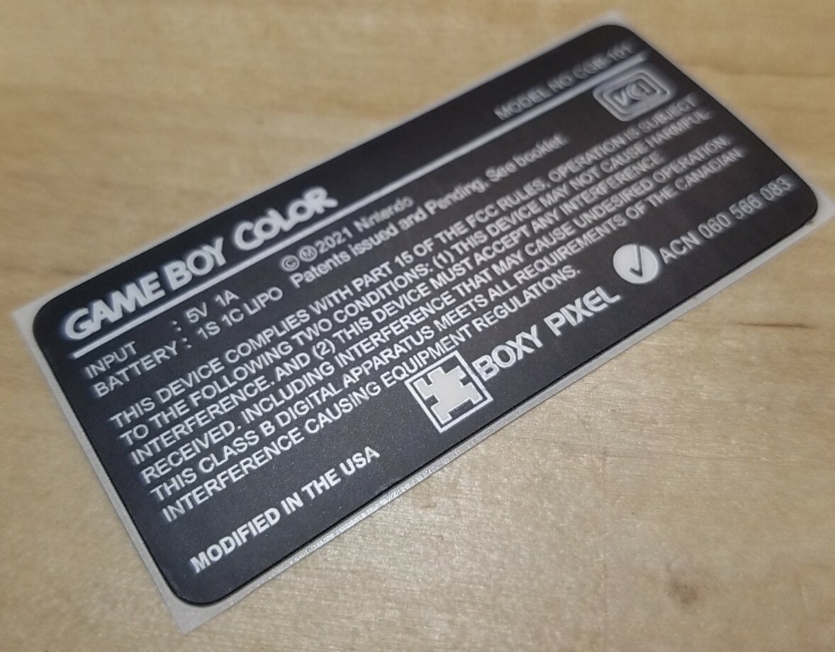 1 Nintendo Game Boy Color CGB-101 BOXY PIXEL EDITION Console Label 