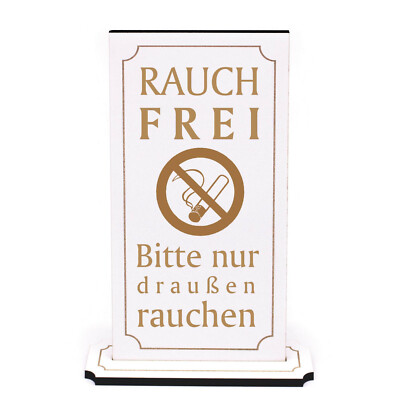 Rauchfrei Bitte nur draußen rauchen - Aufsteller Holz Nichtraucher 10 x 20 cm