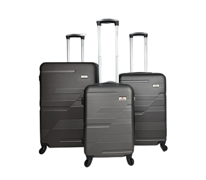 Juego de 3 maletas ABS rígidas ruedas giratorias de equipaje negras ABS bolsas de viaje