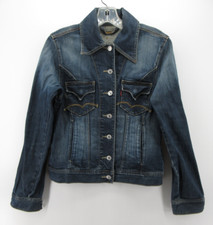 Levis Jacket Girls Medium Blue Trucker Denim Red Tab Y2K Western Button Up Kids