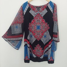 Style & Co Sheath Dress Size XL Kimono Sleeves Short Dress Black Blue Magenta