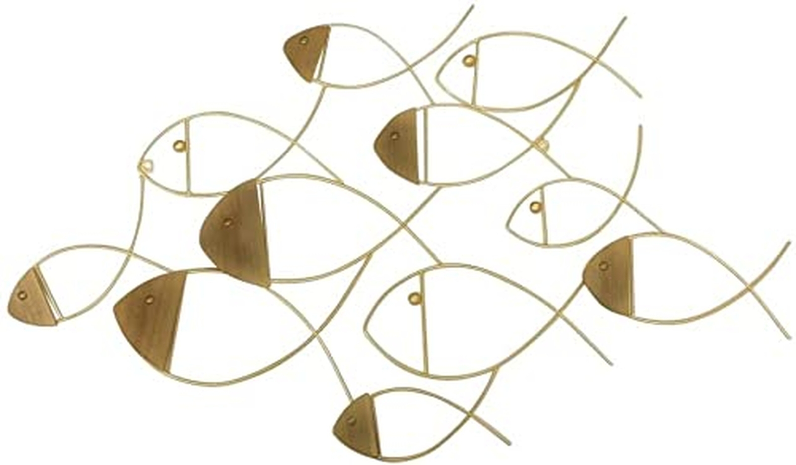 Bellaa School of Fish Modern Metal Wall Art Golden Coastal Nautical Beach Boa...