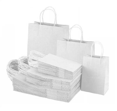 1000 x Papiertüten mit gedrehtem Griff 18'' x 19,2'' x 5,6'' weiß Kraftpapier Tragetasche