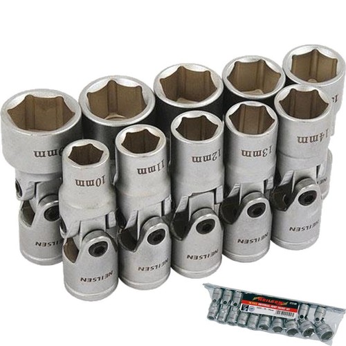 Neilsen 11-Piece 3/8" Drive Metric Long Reach Deep Socket Set - 8mm To 19mm With Rail