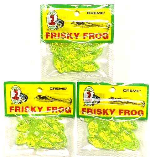 3 PAQUETES Frisky Frog 1.5" Soft Frog Cebos Chartreuse Plata Brillo 7 unidades PTF02 - Imagen 2 de 17