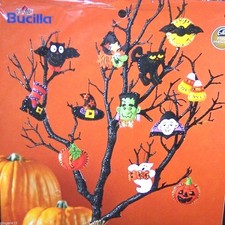 Bucilla Halloween Ornament Felt Kit Pumpkin, Candy, Ghost, Witch, Hat, Cat 86430